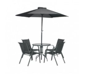 Conjunto Comedor Mesa Redonda con Sombrilla y 4 Sillas Koh Tao 7house por 149,91€