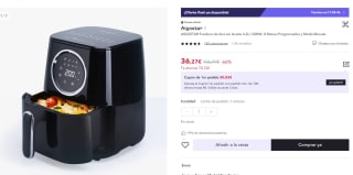 Freidora sin aceite, 4,2L de capacidad, pantalla digital LED táctil Aigostar Odin por 36,27€ (24,27€ usuario nuevo)