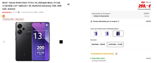 Xiaomi Redmi Note 13 Pro+ 5G de 12GB/512GB por 269,10€