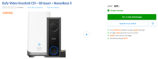 Eufy Video Doorbell C31 met SD kaart + HomeBase 3 voor €229 via Coolblue