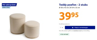 Teddy poefen - 2 stuks Ø 38 x 43 cm / Ø 34 x 32 cm voor €39,95 in de Action webshop