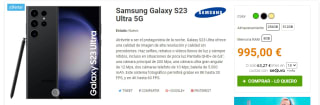 Móvil Samsung Galaxy S23 Ultra 5G de 8GB/256GB por 979€