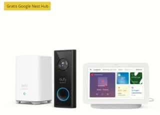eufy Video Doorbell 2K (Batterij) met HomeBase 2 + Google Nest Hub (Gen. 2) voor €179,95 bij Tink