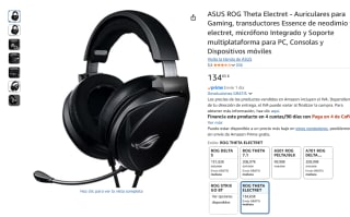 ASUS ROG Theta Electret Auriculares Gaming, transductores Essence de neodimio y electret por 134,65€
