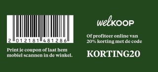 20% korting op 1 artikel naar keuze bij Welkoop