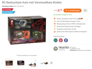 RC Bestuurbare Auto met Verwisselbare Bodies voor €8 bij Lobbes