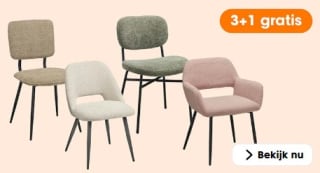 3+1 gratis op diverse eetkamerstoelen bij Kwantum