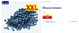 500 Gr. Blauwe bessen voor €3,49 bij de Aldi