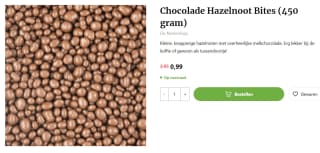 450 gram Chocolade Hazelnoot Bites voor €0,99 bij De Notenshop