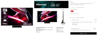 TV Mini LED 65" Hisense 65UXKQ UHD 4K, Smart TV, Inteligencia Artificial por 1.299€