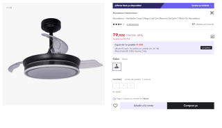 Ventilador Costa S Led Con Memoria y Motor Dc Akunadecor por 79.02€ (Cuenta Nueva 67.02€)