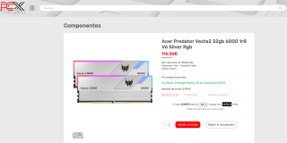 RAM DDR5 Acer Predator Vesta II RGB 32GB Kit (2x16GB) 6000 CL30 Plata (XMP y EXPO) a solo 116,36€