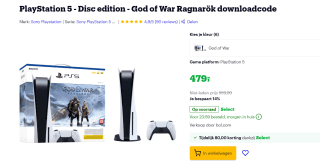 PlayStation 5 Disc Edition + God of War Ragnarök voor €479 bij Bol.com