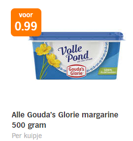 Alle Gouda's Glorie margarine 500 gram voor €0,99 bij de AH