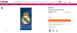 Cerdá Toalla de Microfibra Real Madrid, Medidas 70x140 cm por 4,99€