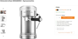 KitchenAid Artisan Espressomachine voor €179 bij Blokker