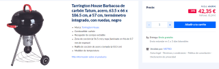 Tarrington House Barbacoa de carbón Tatum, acero por 42,35€