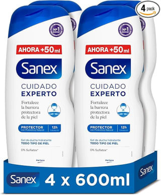 8 Botellas Sanex Cuidado Experto Protector Gel de Ducha 600ml por 14,30€