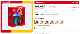 Consola Nintendo Switch OLED por 199,99€