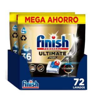 Finish Pastillas para lavavajillas Ultimate Plus 72 formato 2x36 limpieza avanzada por 14,14€