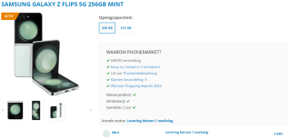 Samsung Galaxy Z Flip5, 256GB Mint voor €849 bij Phonemarket