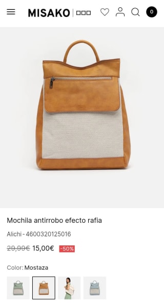 Mochila antirrobo efecto rafia por 15€.