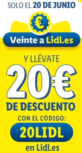20€ descuento en toda tu compra en Lidl SOLO HOY