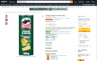 2 x Pringles Cheese & Onion 185g por 3,09€