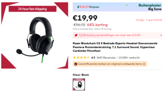Razer BlackShark V2 X - Bedrade Esports Headset voor €19,99 bij Aliexpress