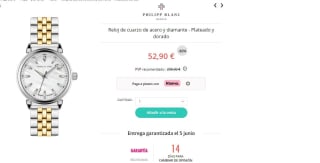 Reloj de cuarzo de acero y diamante - Plateado y dorado Philip Blanc por 52,90€