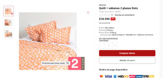 Quilt + sábanas 2 plazas Dots por $18.990