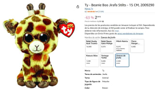 Peluche Ty - Beanie Boo Jirafa Stilts - 15 CM por 2,24€