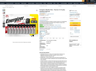 Energizer Alkaline Max Pack de 12+4 pilas Alcalinas MAX AA por 6,45€