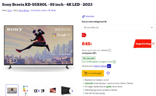 Sony KD-55X80L 55" TV voor €645 bij Bol