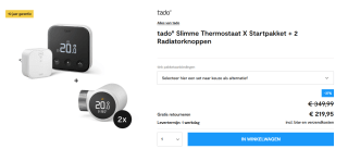 tado° Slimme Thermostaat Multi-Room Starterskit voor €219,95 bij Tink