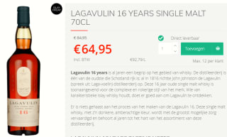 Lagavulin 16 Years Schotse whisky voor €64,95 bij Drankdozijn
