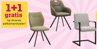 1+1 gratis op diverse eetkamerstoelen bij Leen Bakker