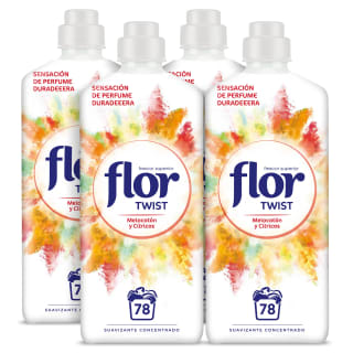 Pack 4 Botellas Flor Twist Melocotón Suavizante 312 Lavados por 8,96€