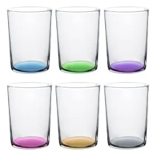 2 packs x6 Vasos de Colores y Transparentes de Vidrio por 11,98€