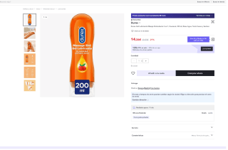 Durex Gel Lubricante Masaje Estimulante 2 en 1 Guaraná, 200 ml por 14,26€