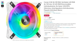 Corsair iCUE QL140 RGB, Ventilador LED RGB de 140 mm por 28,90€