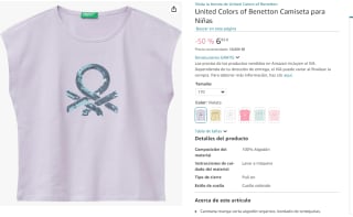 United Colors of Benetton Camiseta para Niñas por 6,95€