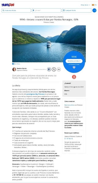 Crucero 8 días los Fiordos Noruegos por 999€.