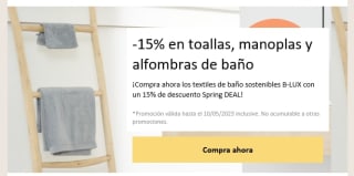 15% DTO en toallas, manoplas y alfombras de baño