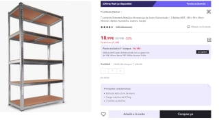 Estantería Metálica Galvanizada Nyana Home 875kg 5 Baldas por 9.5€