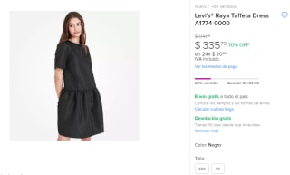 Descuento Mercado Libre: Vestido Levi's Raya Taffeta por $336