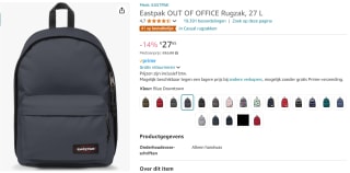 Eastpak BACK TO WORK Rugzak, 26 Liter, 15 inch laptopvak voor €27,65 bij Amazon