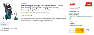 Tot 27% korting op VONROC hogedrukreinigers bij Bol.