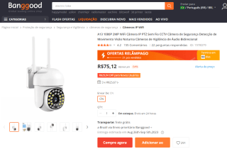 Câmera de segurança da IP PTZ - R$ 75,12