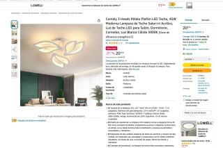 Moderna Lámpara de Techo en Acrílico 3 pétalos de 45w Lúz Blanca Cálida 3000K por 20,79€